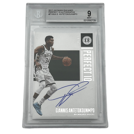 2017 Panini Encased Basketball: Perfect 10 Autographs /49 - Giannis Antetokounmpo #P10-GA (BGS 9)